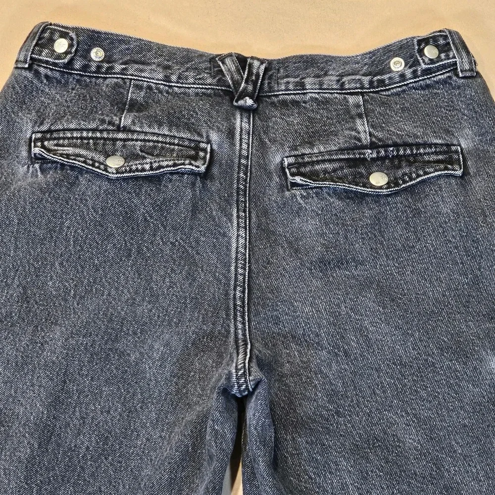 Madewell Womens Low Slung Straight Cargo Jeans Ranney Wash Snap Pockets‎ Size 26